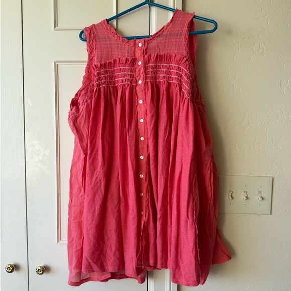 NWT Free People Sea Breeze Sleeveless Tunic Shirt Electropop (Coral) SZ Medium - Picture 5 of 6